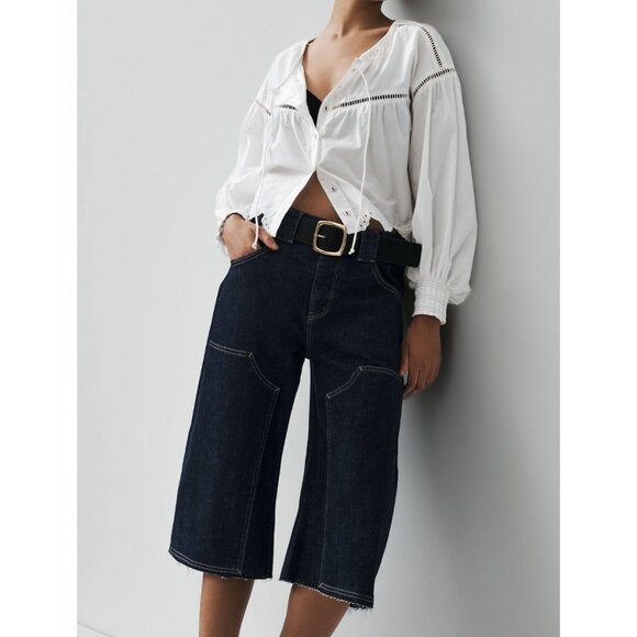 Pilcro Anthropologie The Myra Low-Rise Carpenter Crop Barrel Jeans Size 24 - Picture 3 of 6